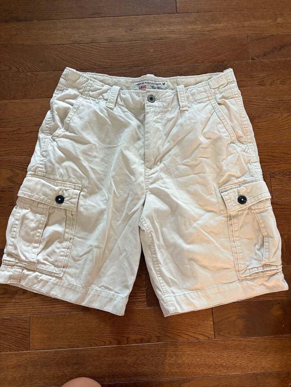 Y2K American Eagle Outfitters White Cargo Shorts Baggy Sz 36